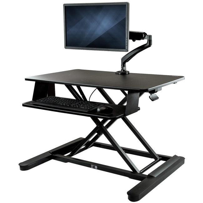 StarTech.com Sit-Stand Desk Converter with Monitor Arm - Up to 26" Monitor - 35" Wide Work Surface - Height Adjustable Standing Desk Converter - Loomini