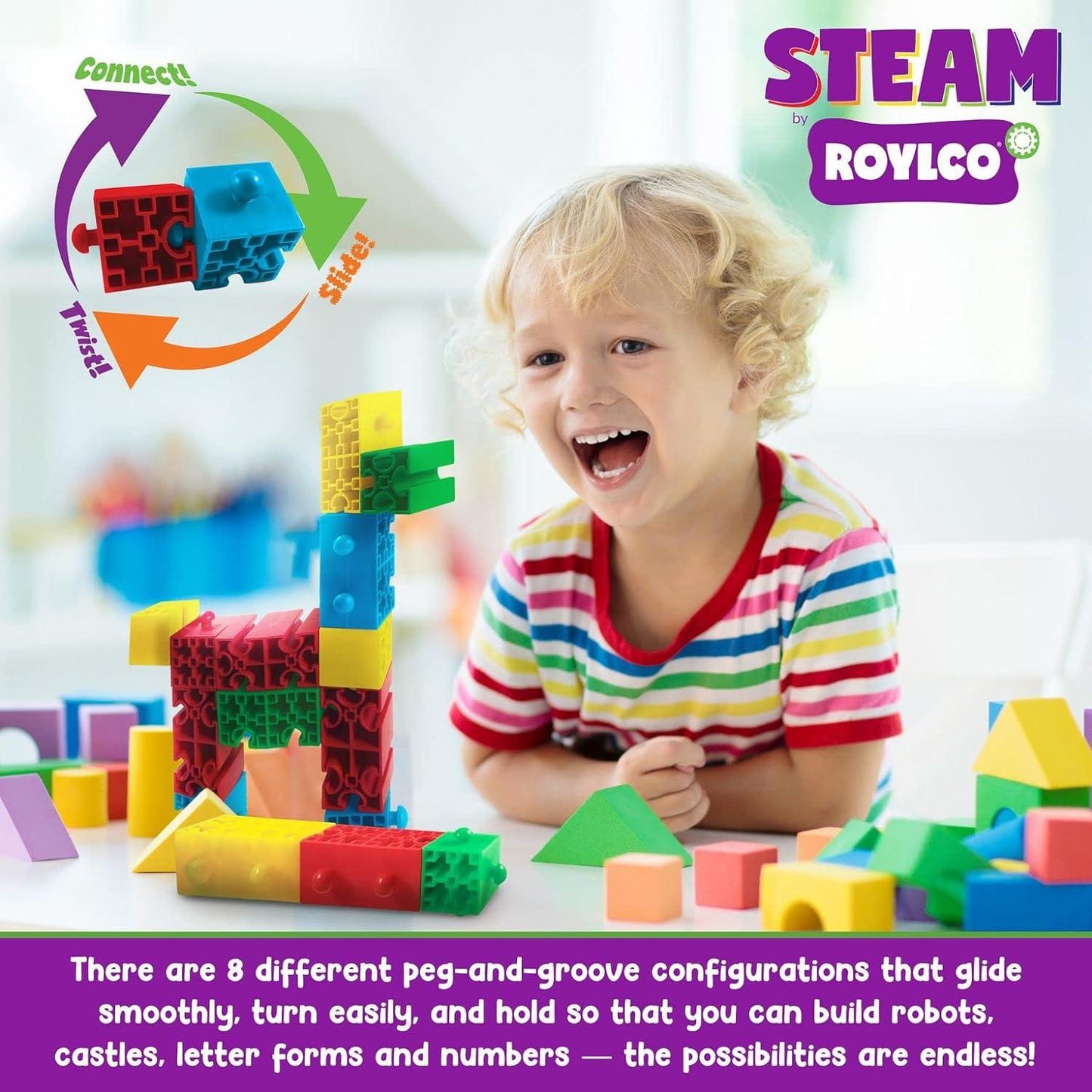 STEAM Lock Blox Building Kit - Steam Learning Building Blocks for Kids - Stem Engineering Building Toy - Loomini