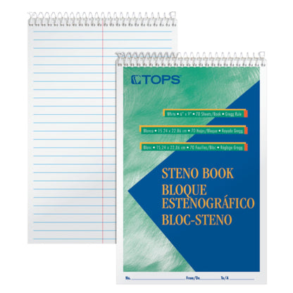 Steno Books, 6" x 9", Gregg Rule, 80 Sheets, Pack of 3 - Loomini