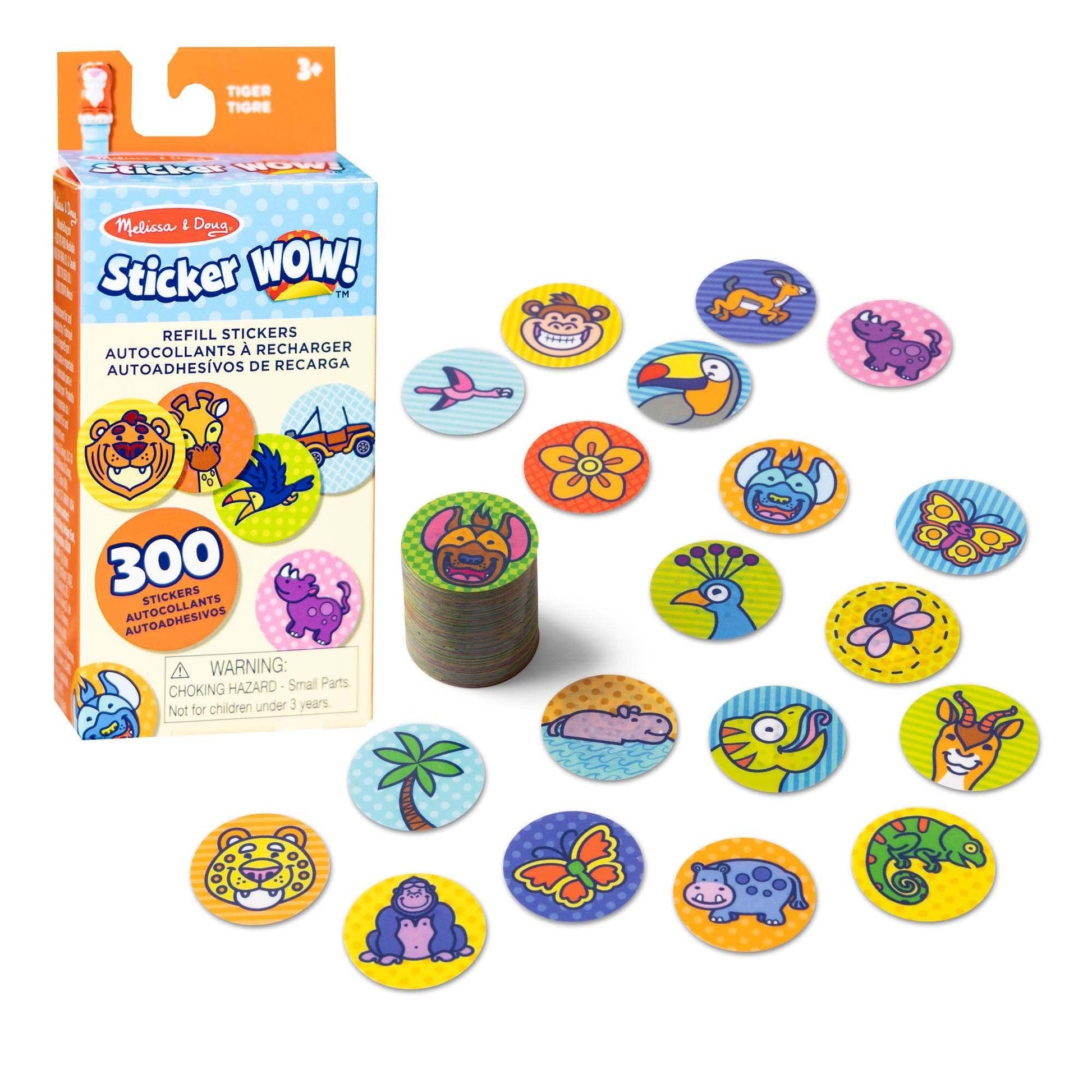 Sticker WOW! Refill Stickers - Tiger - 300 Per Pack, 6 Packs - Loomini