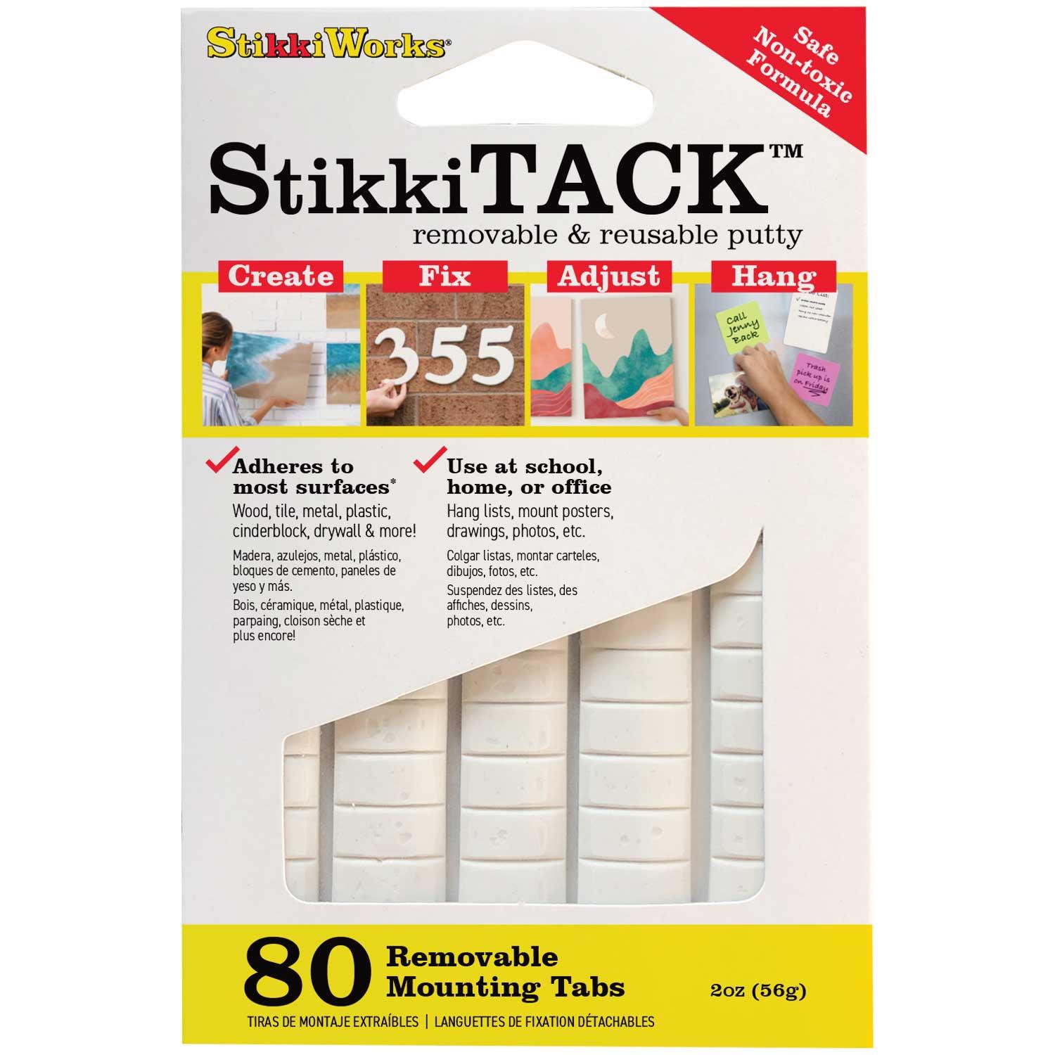 StikkiTack, White, 2 oz./80 Tabs Per Pack, 12 Packs - Loomini
