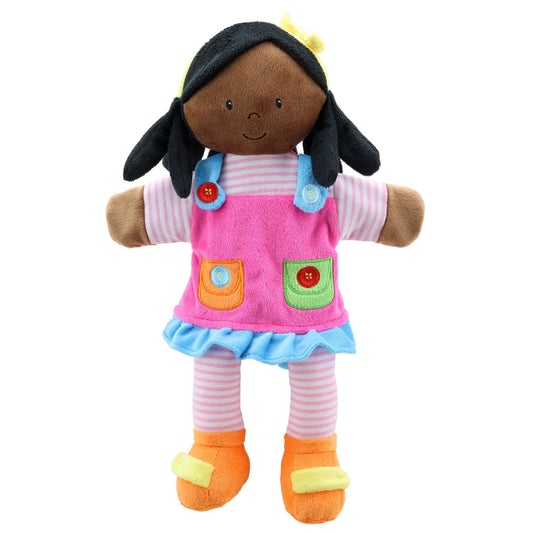 Story Telling Puppets, Girl, Dark Skin Tone - Loomini