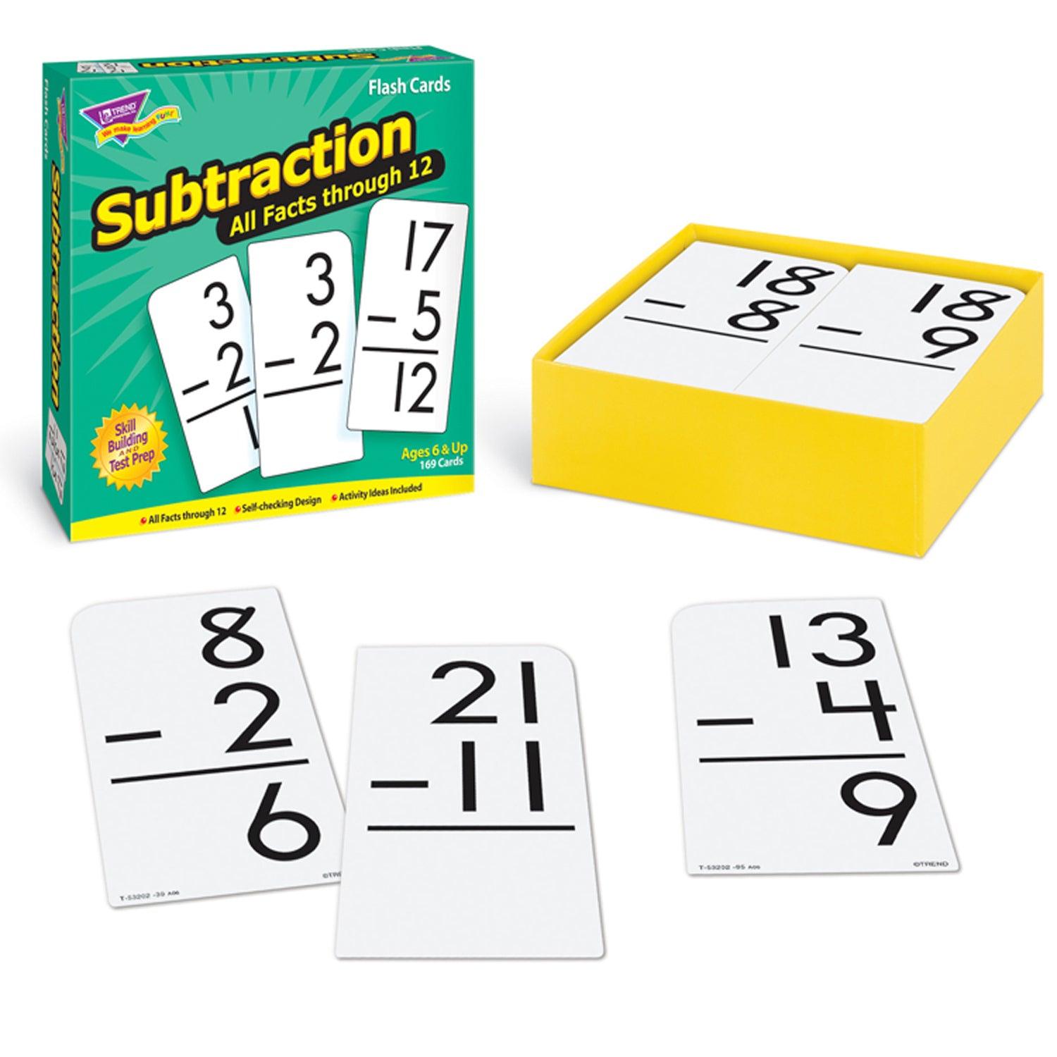 Subtraction 0-12 All Facts Skill Drill Flash Cards - Loomini