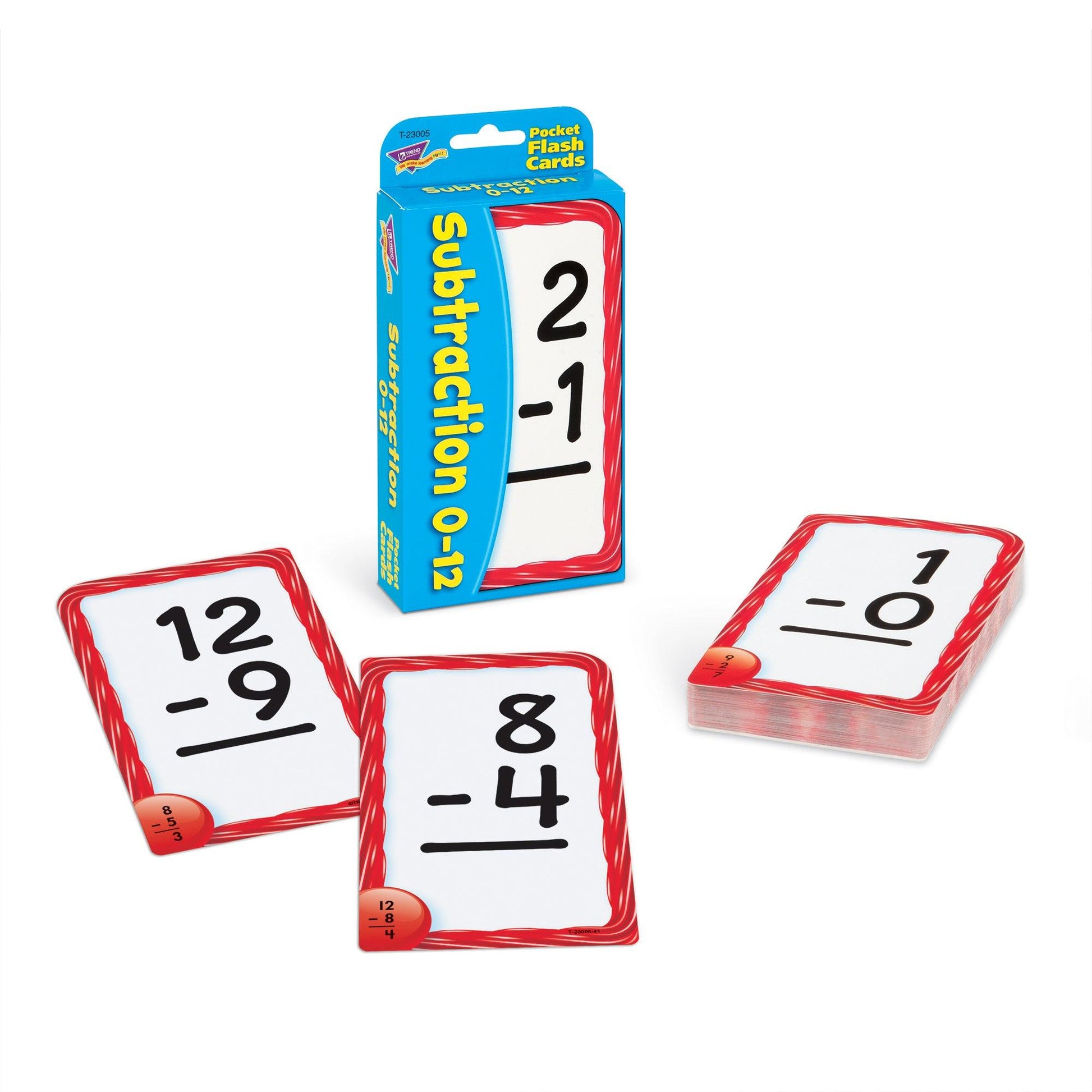 Subtraction 0-12 Pocket Flash Cards, 6 Packs - Loomini