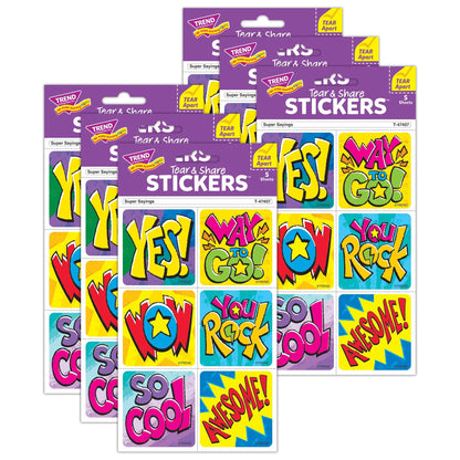 Super Sayings Tear & Share Stickers®, 30 Per Pack, 6 Packs - Loomini