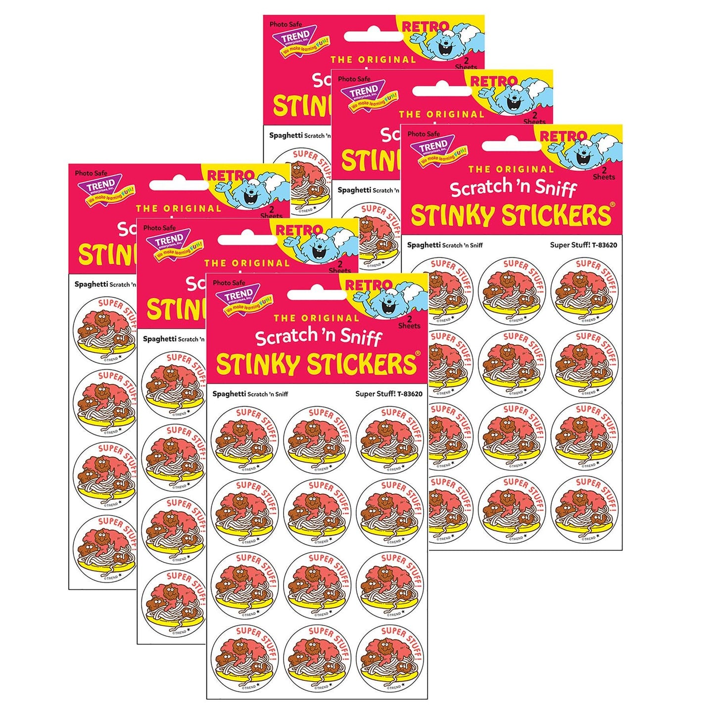 Super Stuff!/Spaghetti Scented Stickers, 24 Per Pack, 6 Packs - Loomini