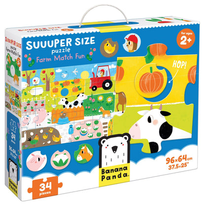 Suuuper Size Puzzle Farm Match Fun, Age 2+ - Loomini