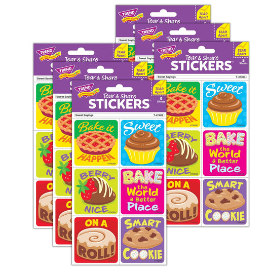 Sweet Sayings Tear & Share Stickers®, 30 Per Pack, 6 Packs - Loomini