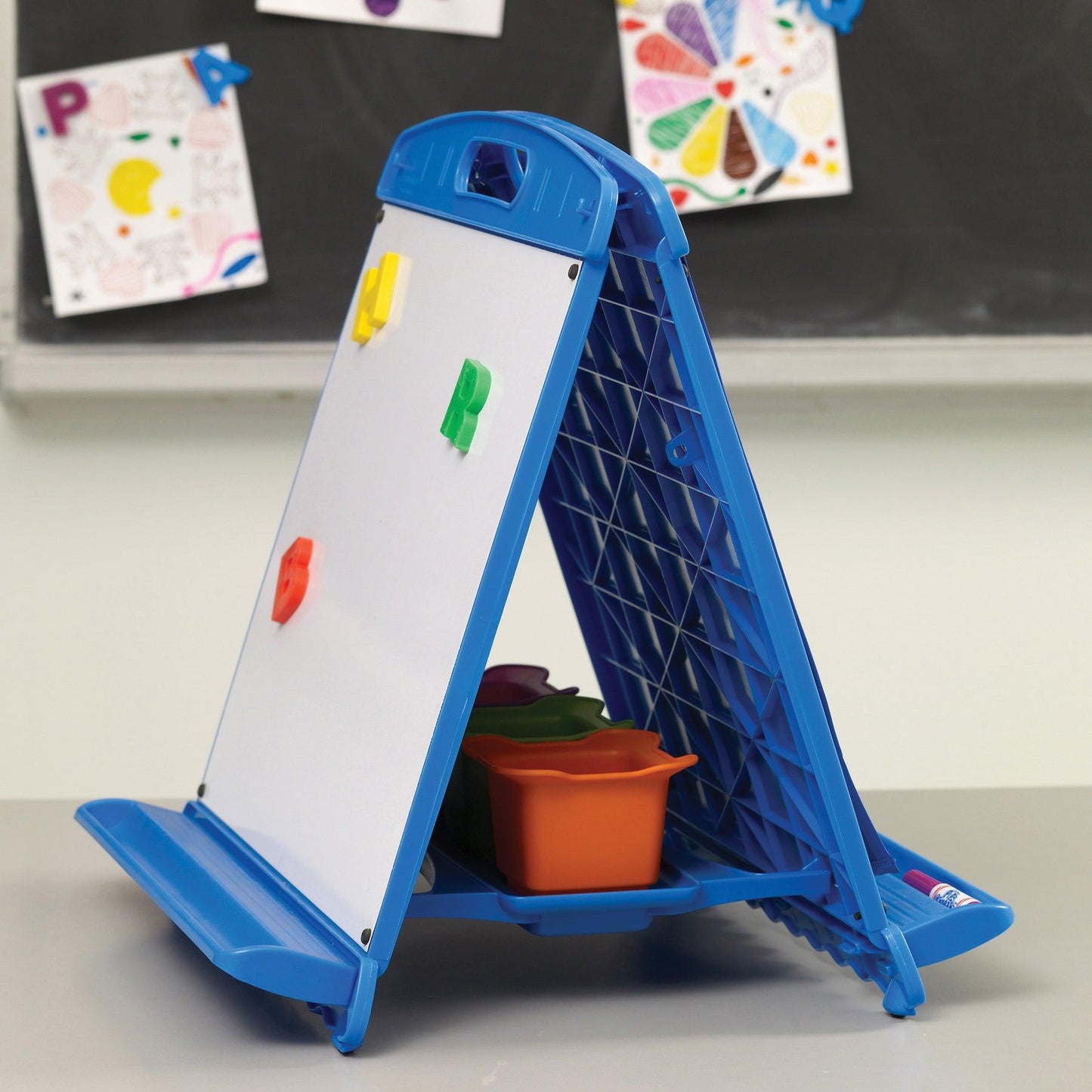 Tabletop Easel with Dry Erase Boards, Pocket Chart, and Storage Tubs - Loomini