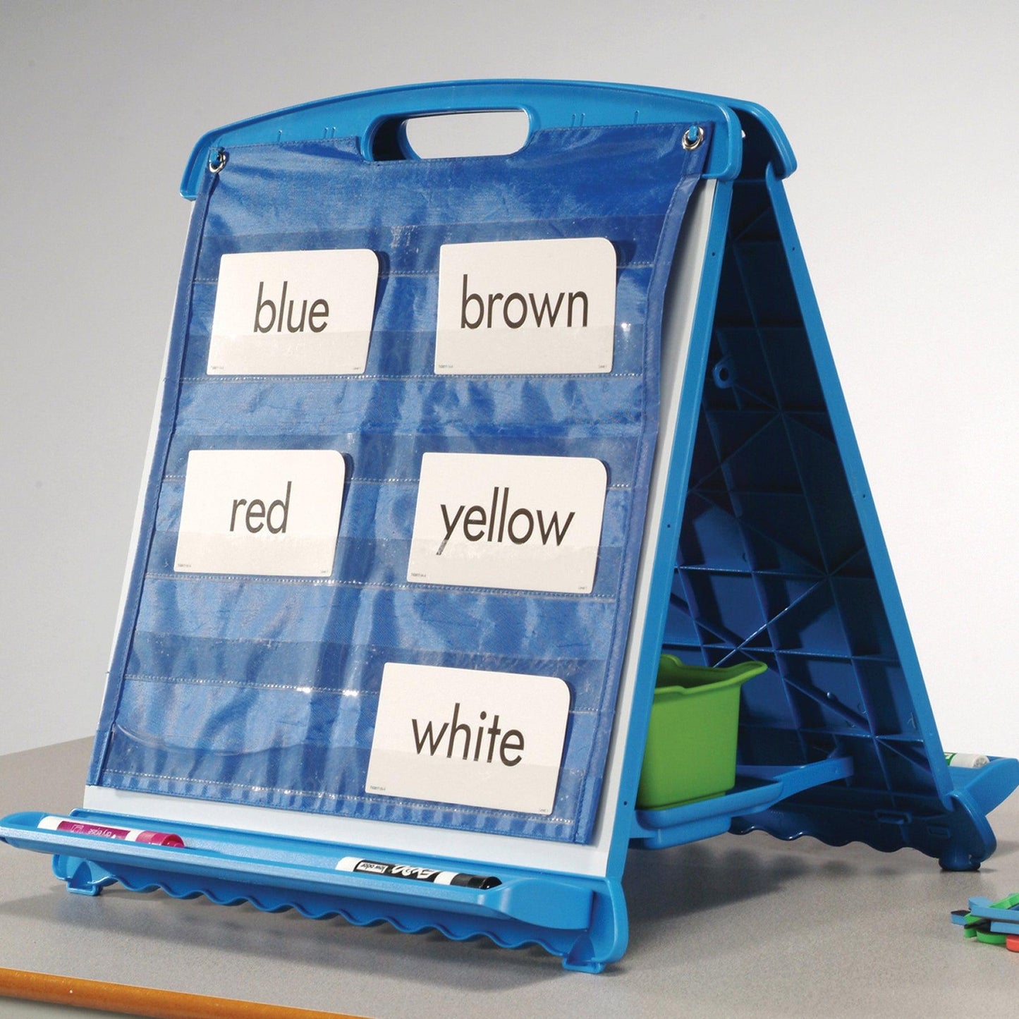 Tabletop Easel with Dry Erase Boards, Pocket Chart, and Storage Tubs - Loomini