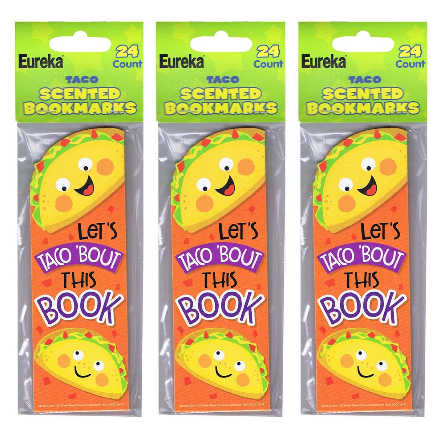 Taco Scented Bookmarks, 24 Per Pack, 3 Packs - Loomini