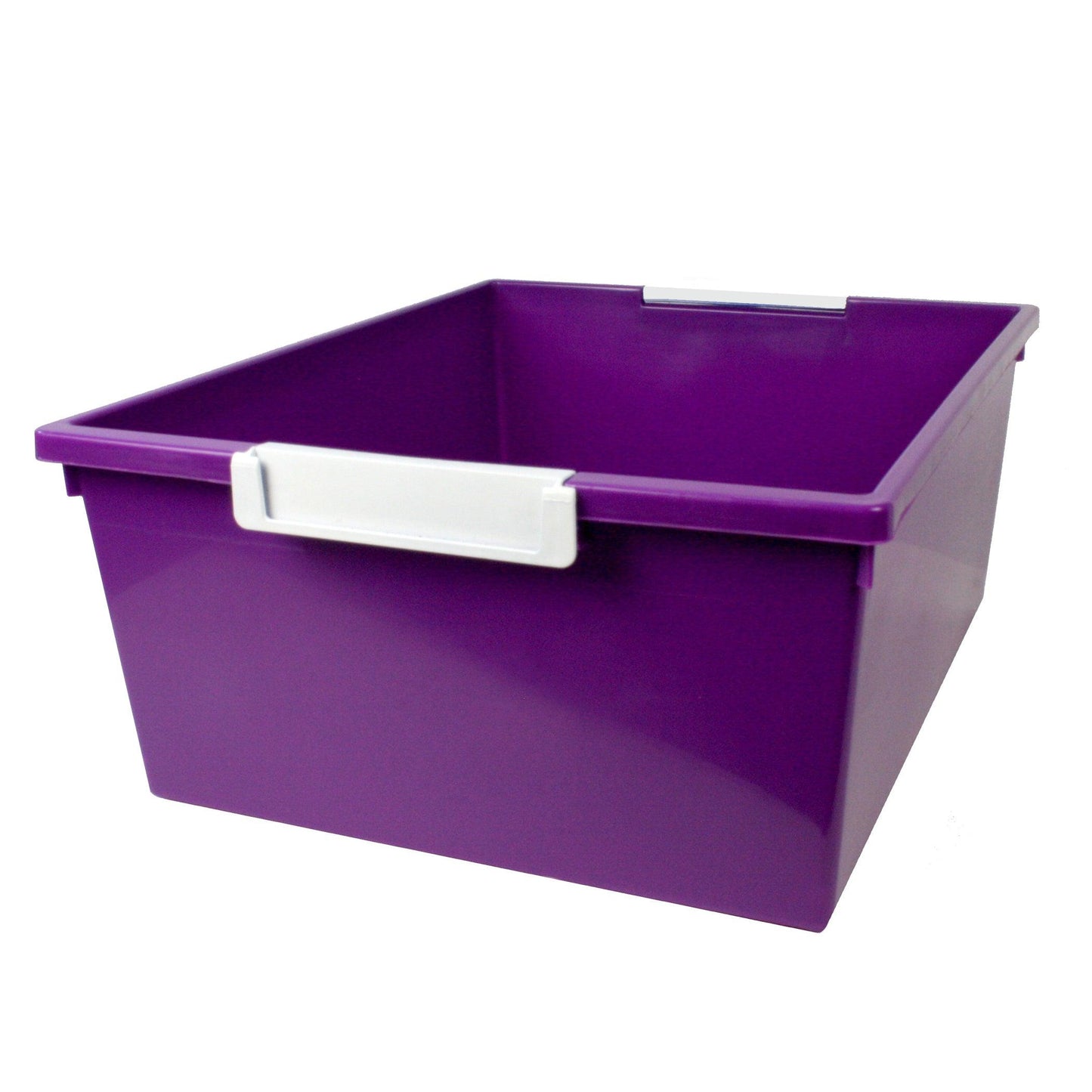 Tattle® Tray with Label Holder, 12 QT, Purple, Pack of 3 - Loomini