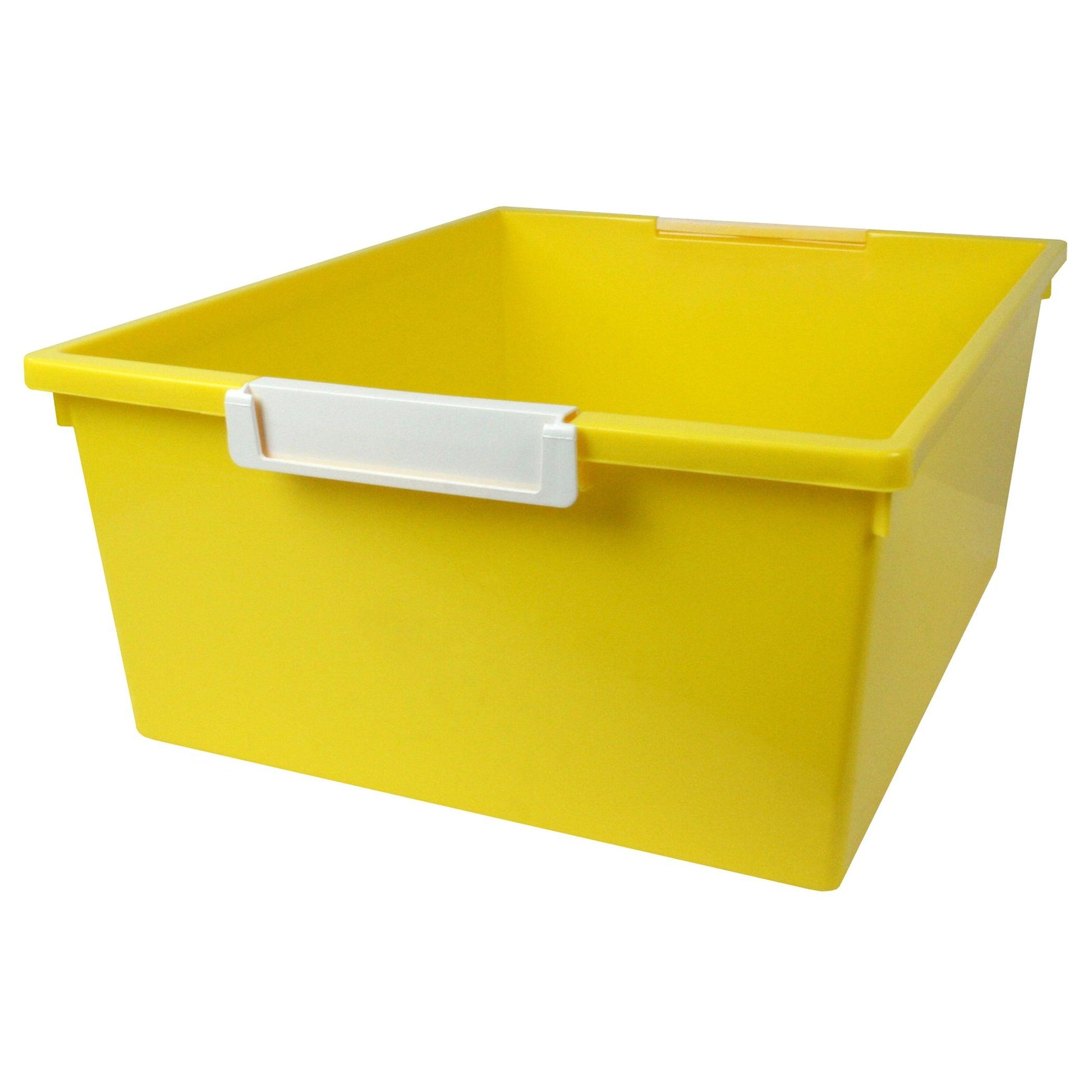 Tattle® Tray with Label Holder, 12 QT, Yellow, Pack of 3 - Loomini