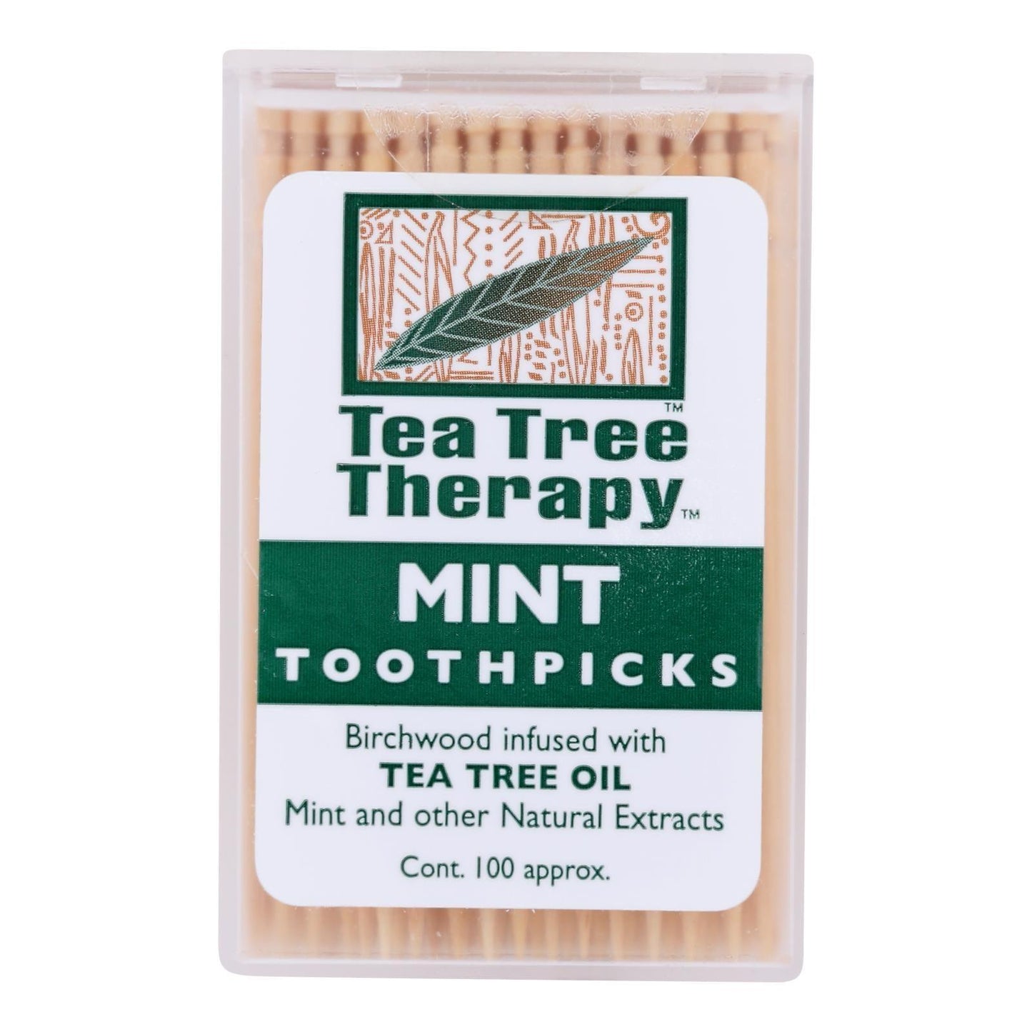 Tea Tree Therapy Toothpicks - 100 Toothpicks - Case Of 12 - Loomini