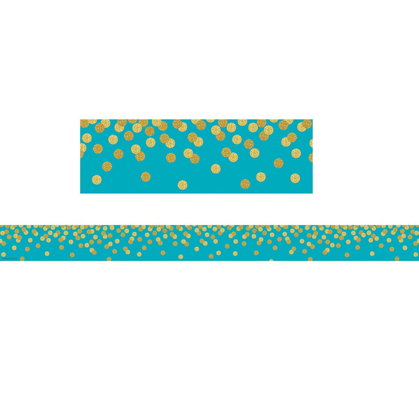 Teal Confetti Straight Border Trim, 35 Feet Per Pack, 6 Packs - Loomini