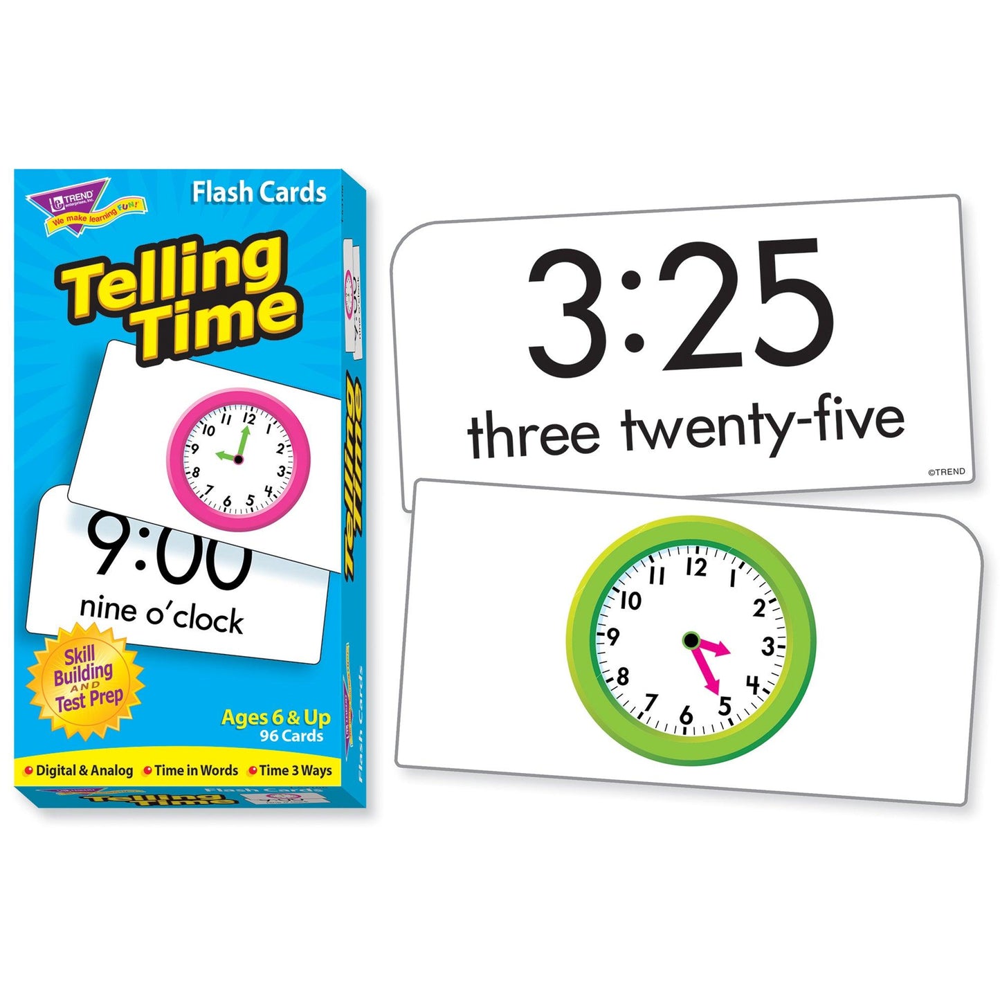 Telling Time Skill Drill Flash Cards, 3 Packs - Loomini