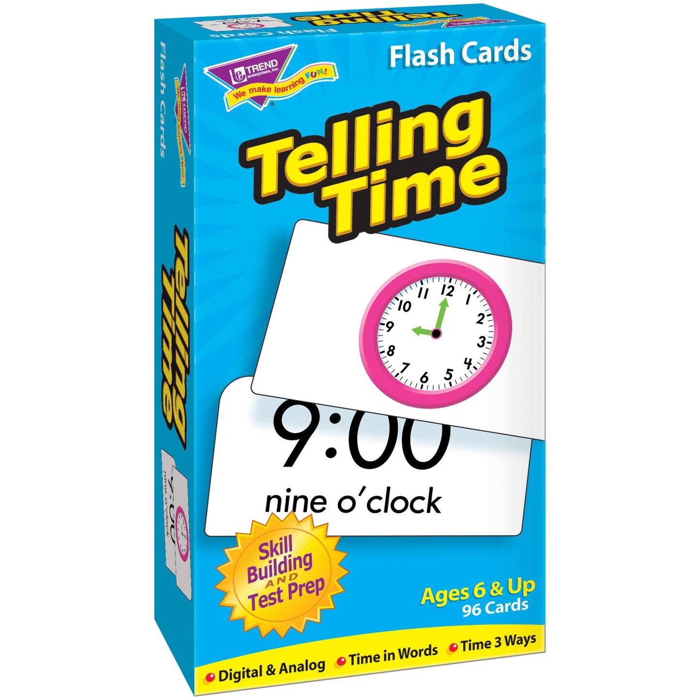 Telling Time Skill Drill Flash Cards, 3 Packs - Loomini