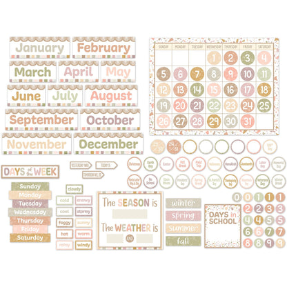 Terrazzo Tones Calendar Bulletin Board Set, 115 Pieces - Loomini