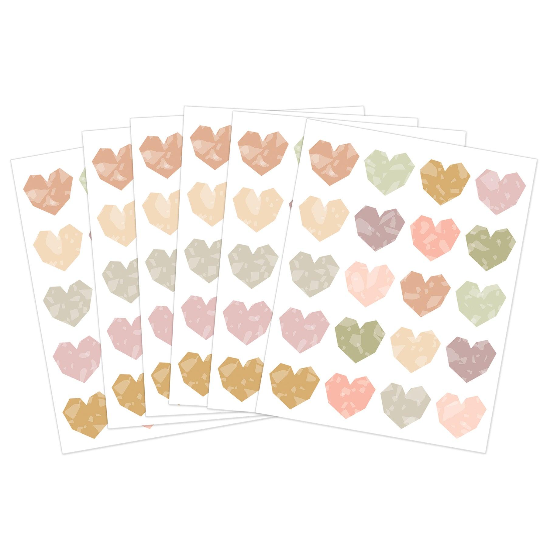 Terrazzo Tones Hearts Stickers, 120 Per Pack, 12 Packs - Loomini