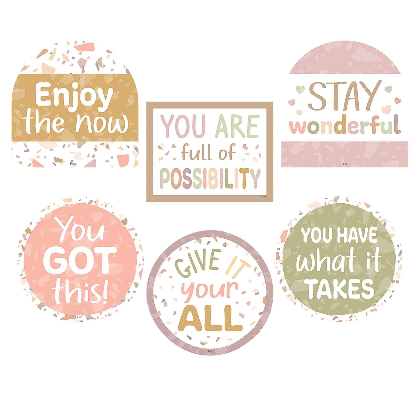 Terrazzo Tones Positive Sayings Accents, 30 Per Pack, 3 Packs - Loomini