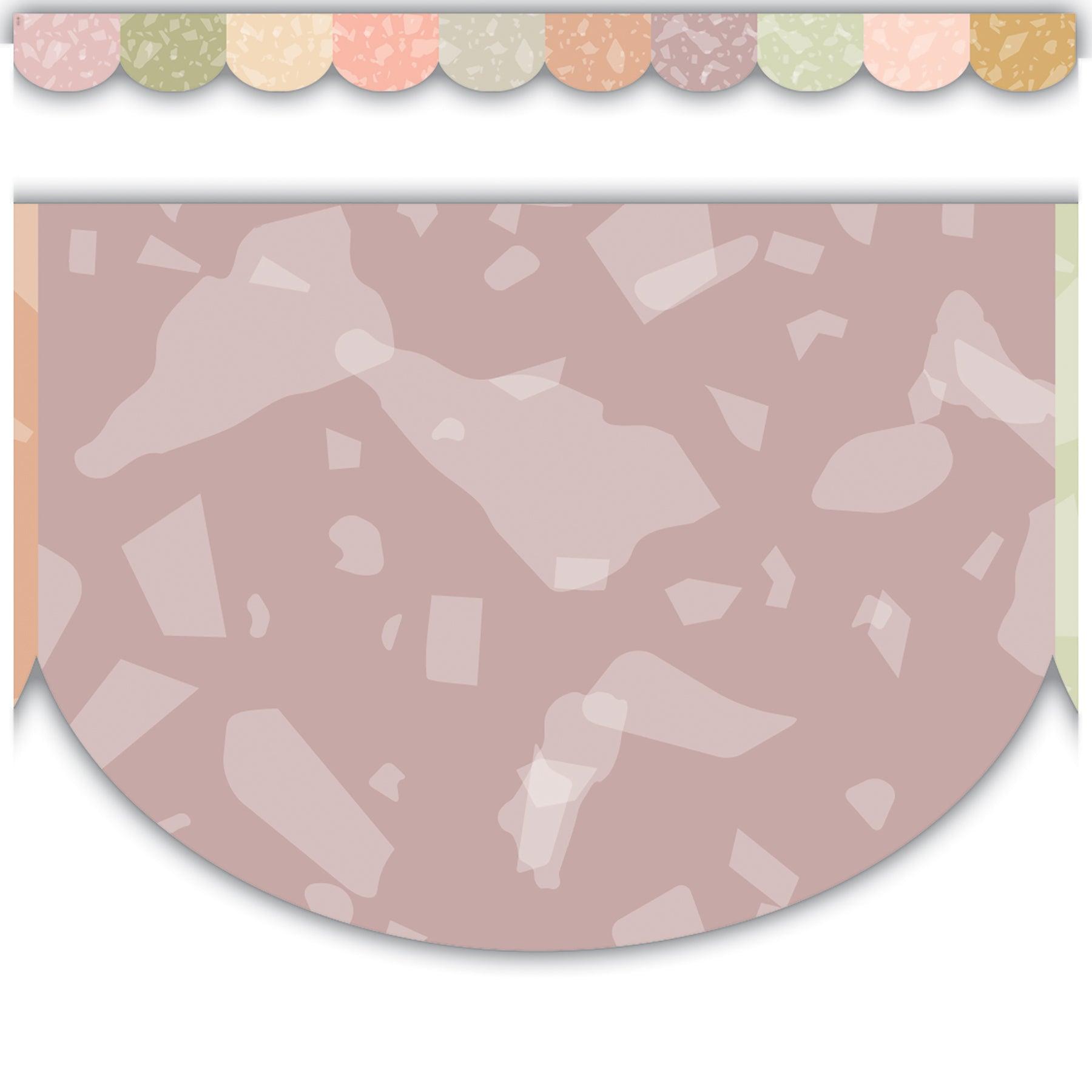 Terrazzo Tones Scalloped Die-Cut Border Trim, 35 Feet Per Pack, 6 Packs - Loomini