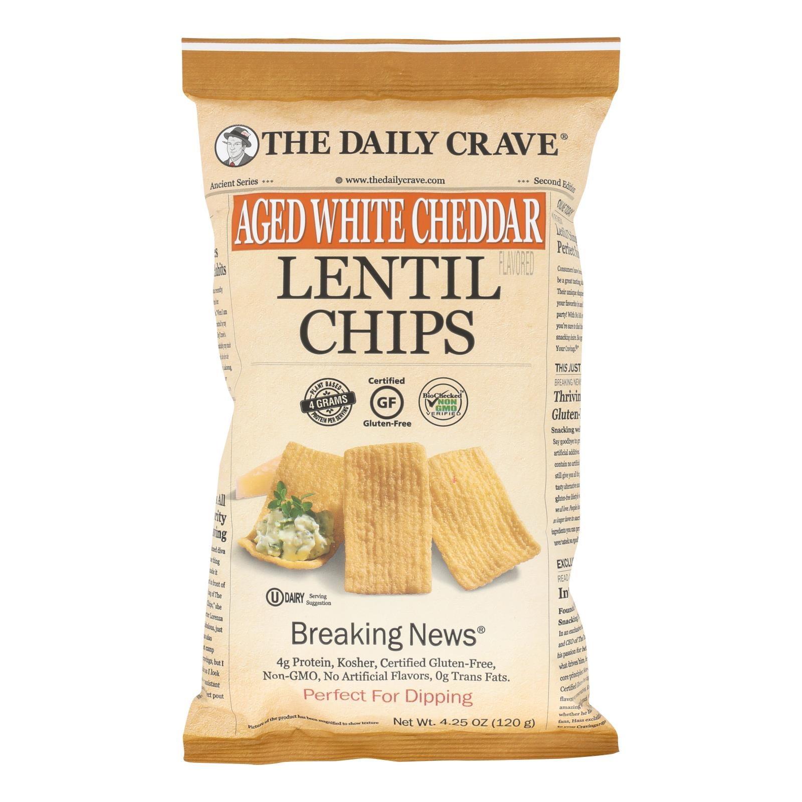 The Daily Crave - Lentil Chip Aged Wht Chd - Case Of 8 - 4.25 Oz - Loomini