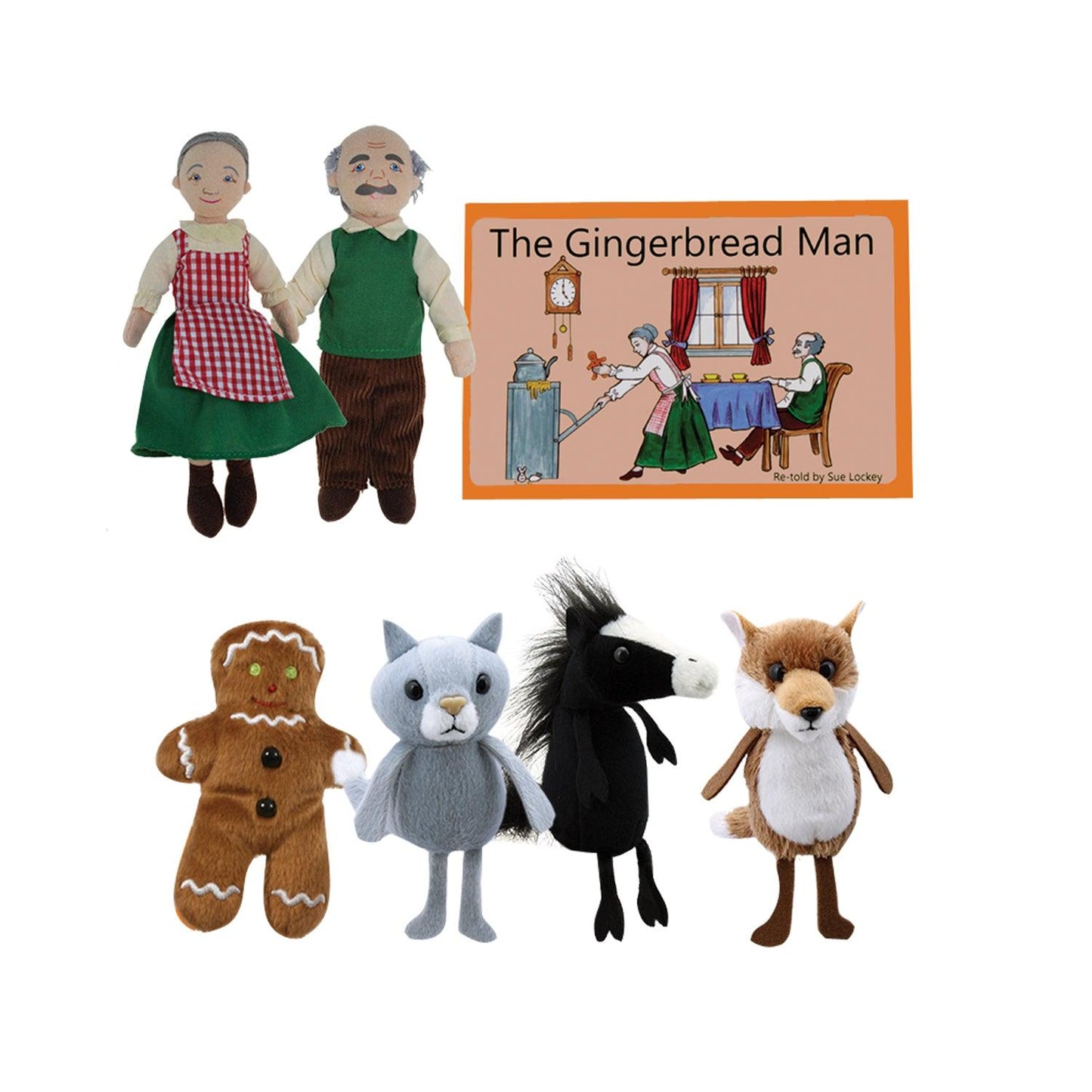 The Gingerbread Boy Finger Puppets and Book Set - Loomini