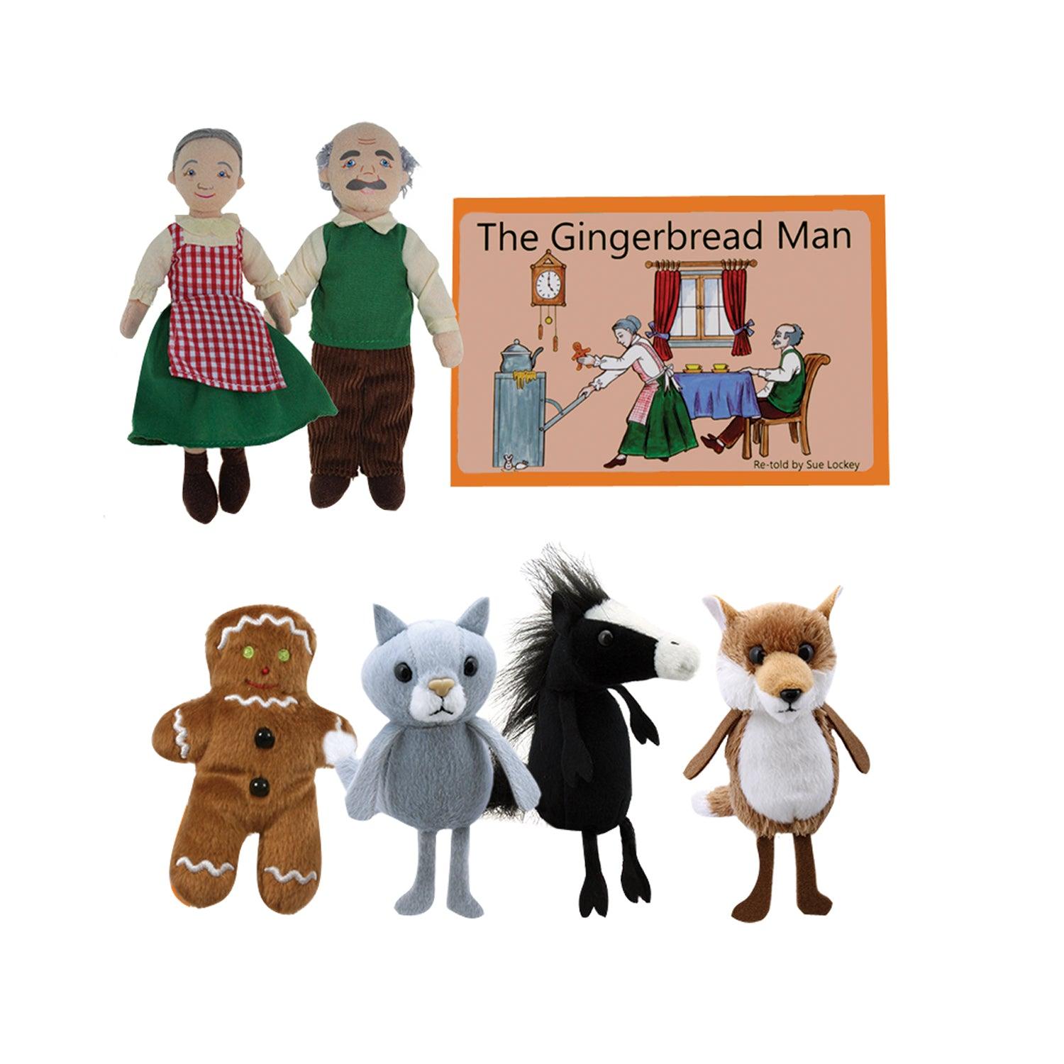 The Gingerbread Boy Finger Puppets and Book Set - Loomini