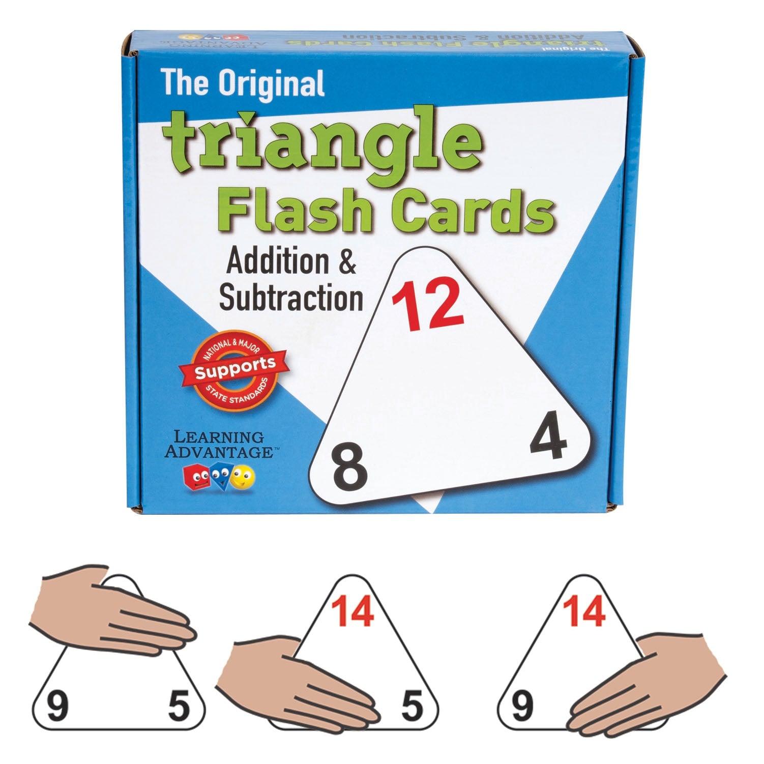 The Original Triangle Flash Cards - Addition & Subtraction - 20 Per Set - 3 Sets - Loomini
