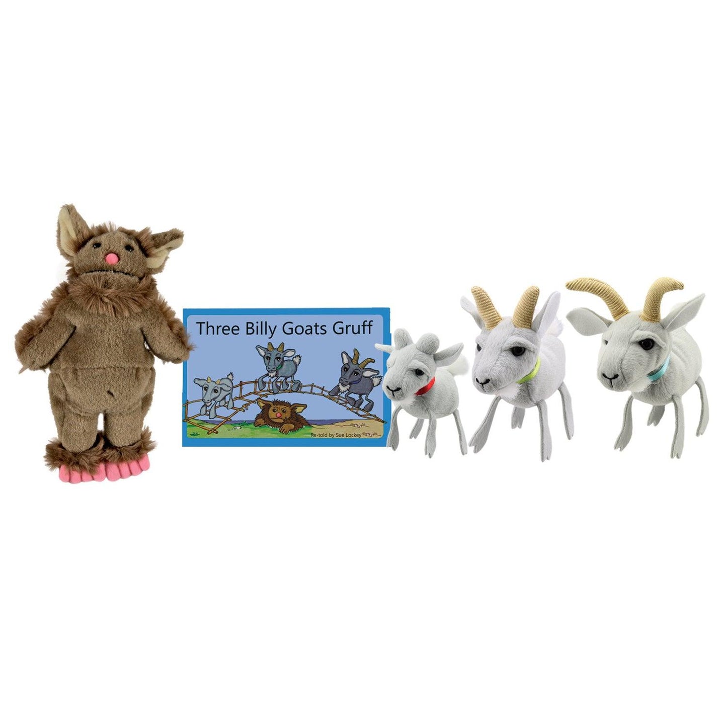 The Three Billy Goats Gruff Finger Puppets and Book Set - Loomini