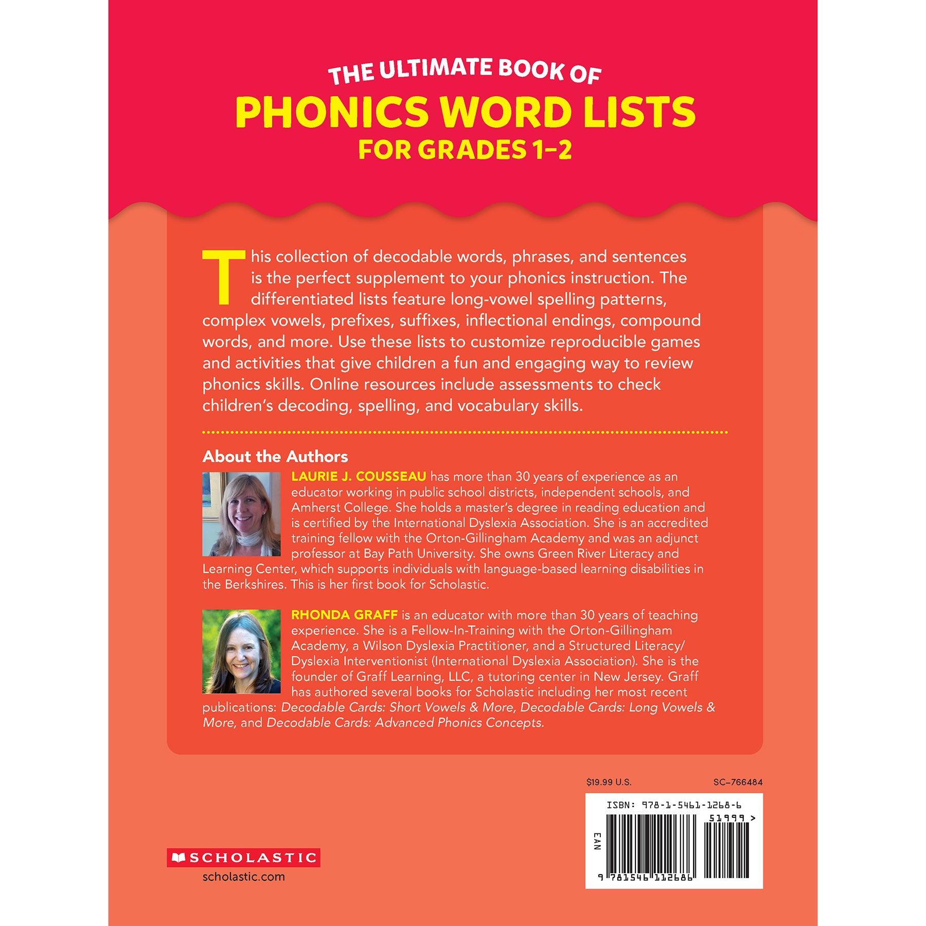 The Ultimate Book of Phonics Word Lists: Grades 1-2 - Loomini