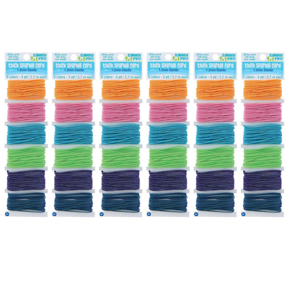 Thick Sparkle Elastic Cord, 6 Colors, 18 Yards Per Pack, 6 Packs - Loomini