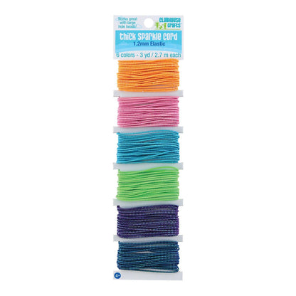 Thick Sparkle Elastic Cord, 6 Colors, 18 Yards Per Pack, 6 Packs - Loomini