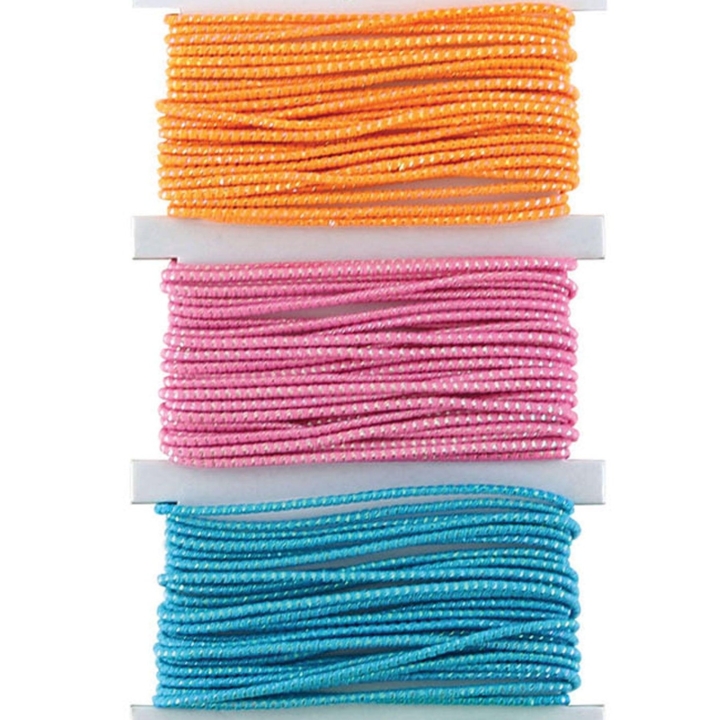 Thick Sparkle Elastic Cord, 6 Colors, 18 Yards Per Pack, 6 Packs - Loomini