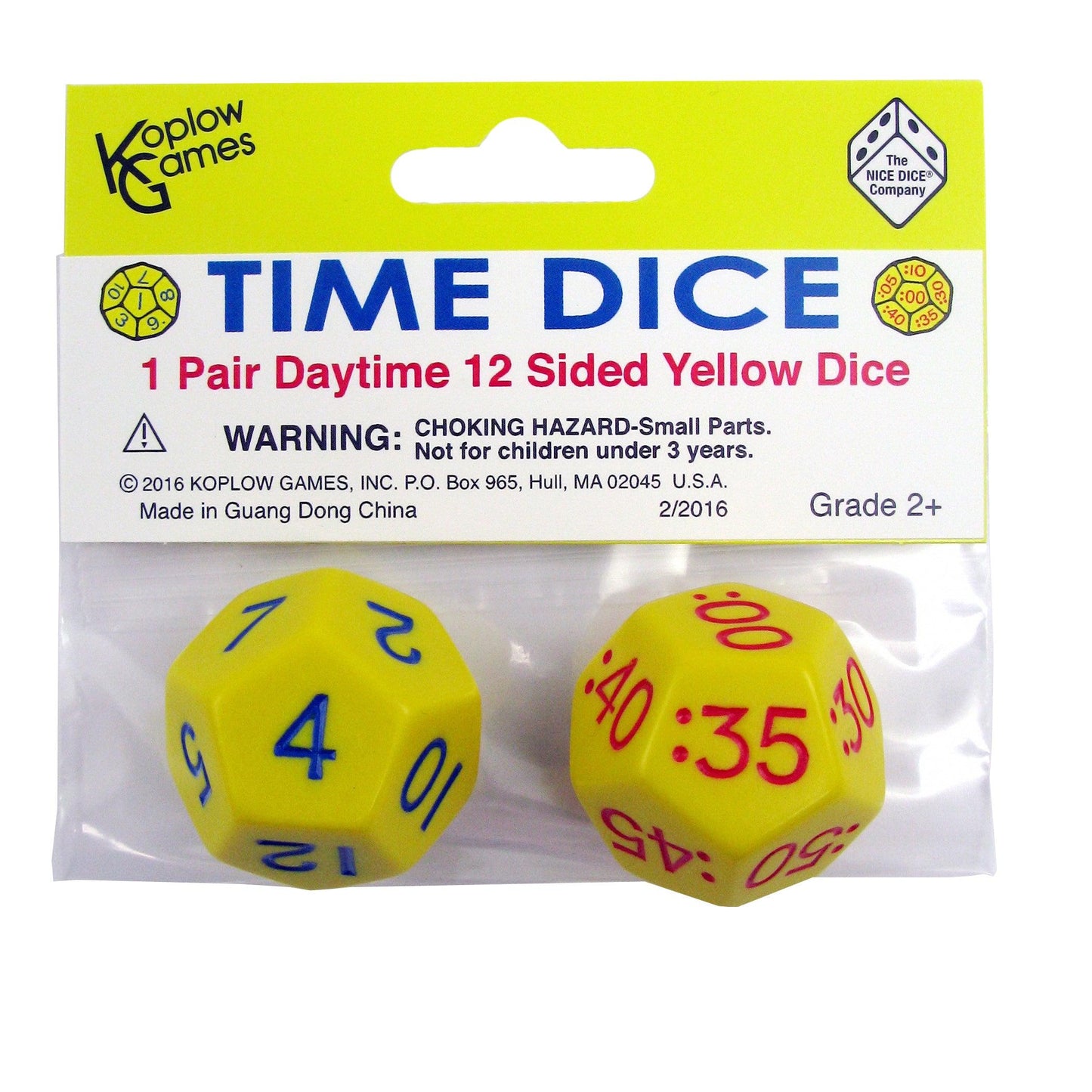 Time Dice, Pair of Yellow (AM), 6 Sets - Loomini