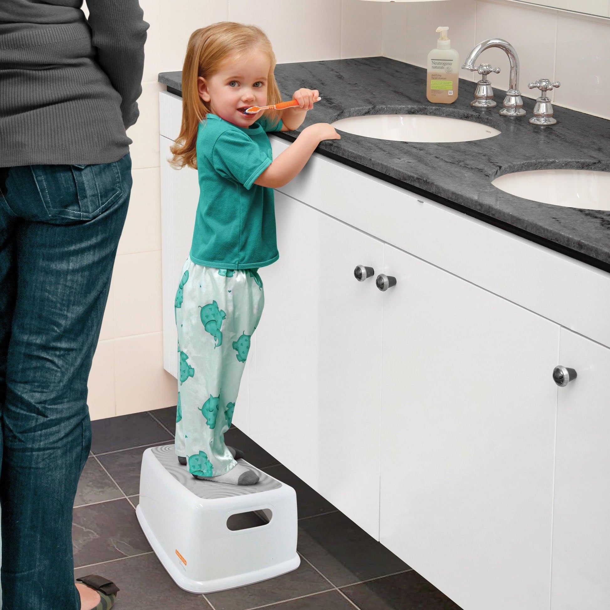 Toddler & Me™ Step Stool, Gray/White - Loomini