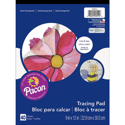 Tracing Paper Pad, Translucent, 9" x 12", 40 Sheets, Pack of 6 - Loomini