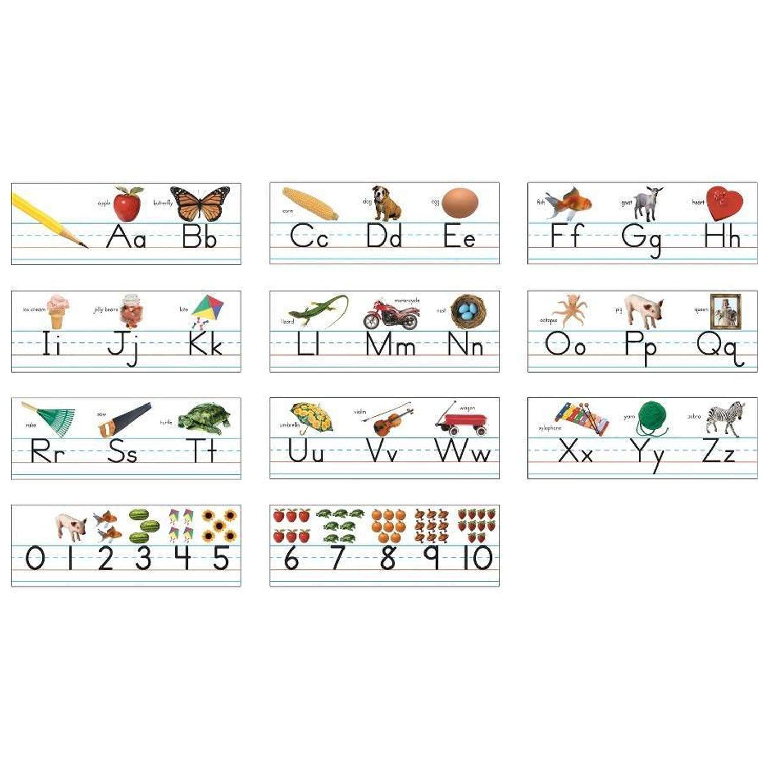 Traditional Manuscript Alphabet with Photographs Bulletin Board Set, Grade PK-2, 11 Pieces - Loomini