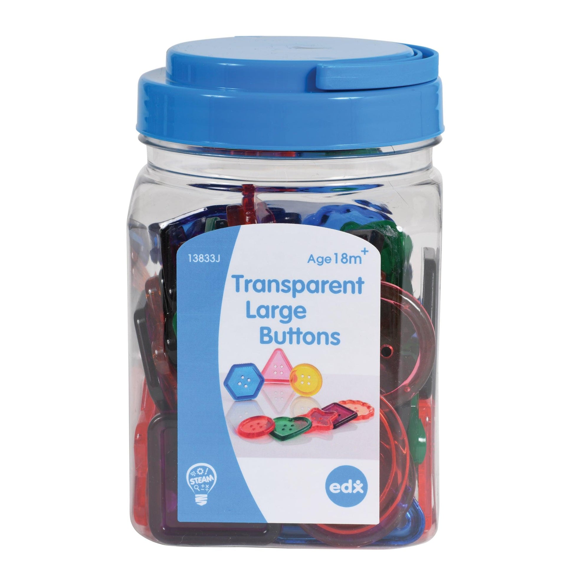 Transparent Large Buttons - Mini Jar - 0.6 Pound - Loomini