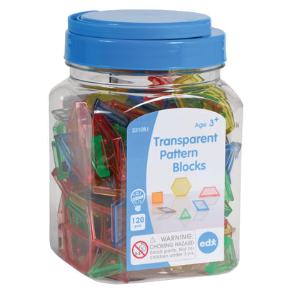 Transparent Pattern Blocks - Mini Jar - Set of 120 - Loomini