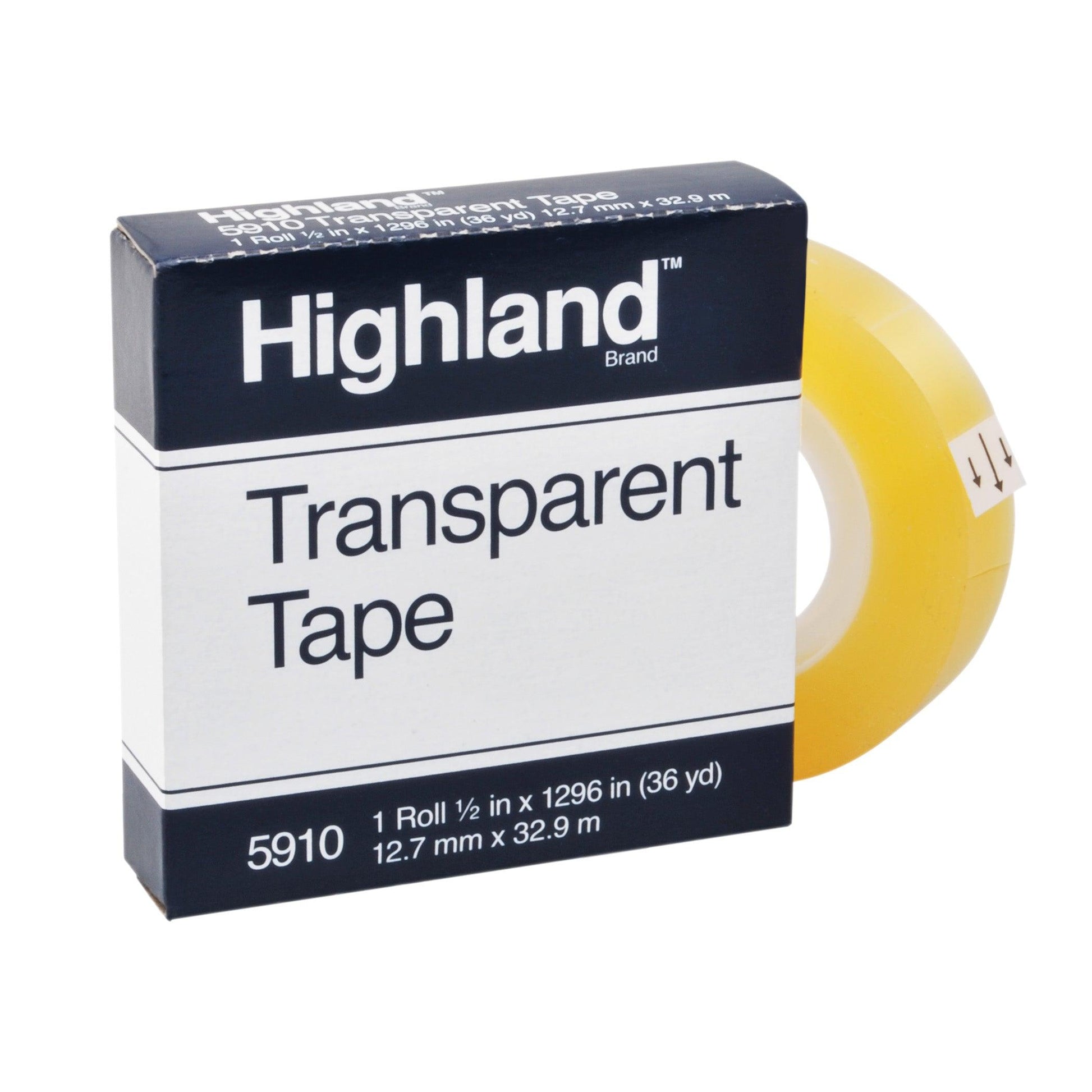 Transparent Tape, 1/2" x 1296" Per Roll, 1" Core, 12 Rolls - Loomini