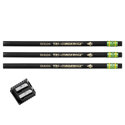 Tri-Conderoga™ 3-Sided Pencils with Sharpener, 12 Per Pack, 2 Packs - Loomini