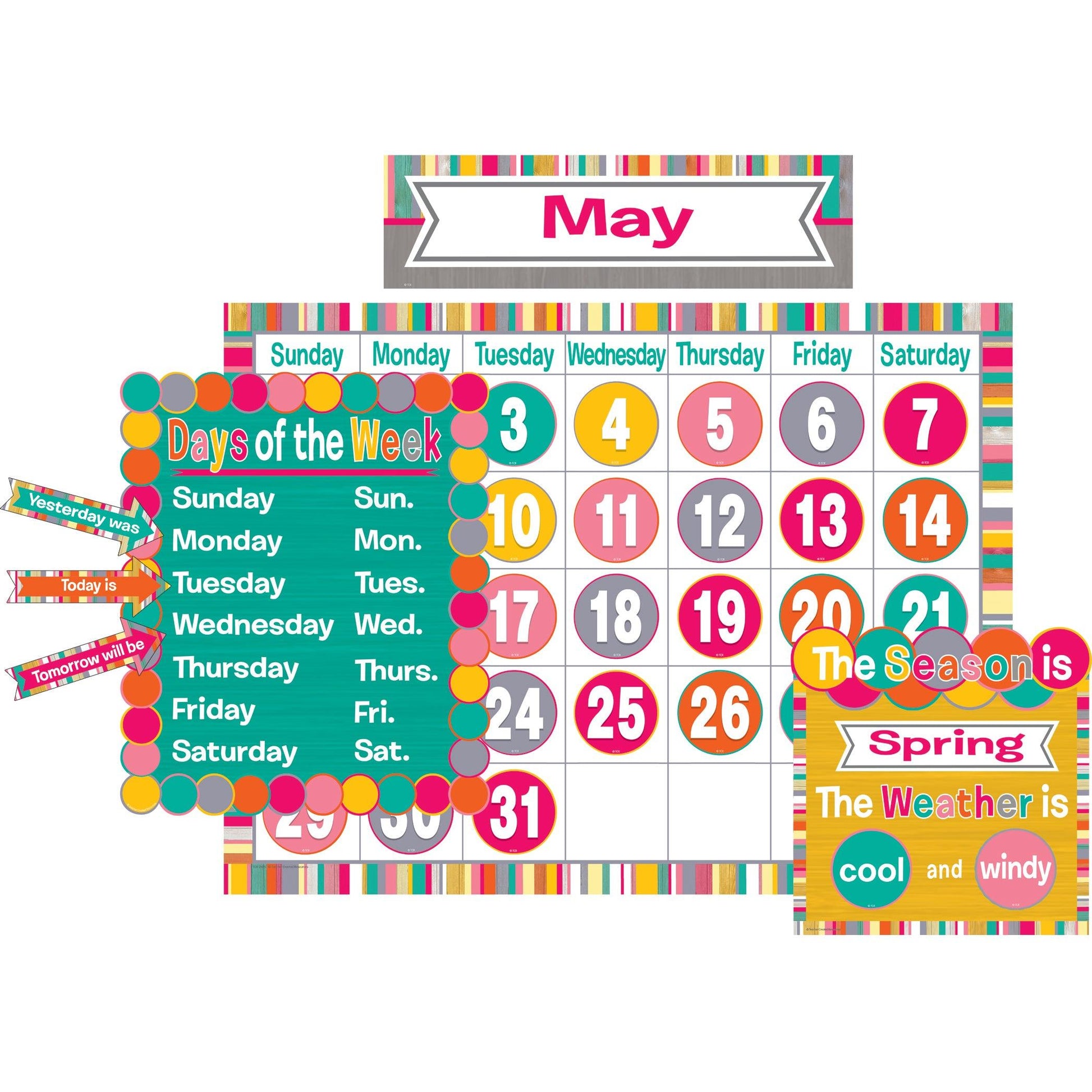 Tropical Punch Calendar Bulletin Board Set, 2 Sets - Loomini