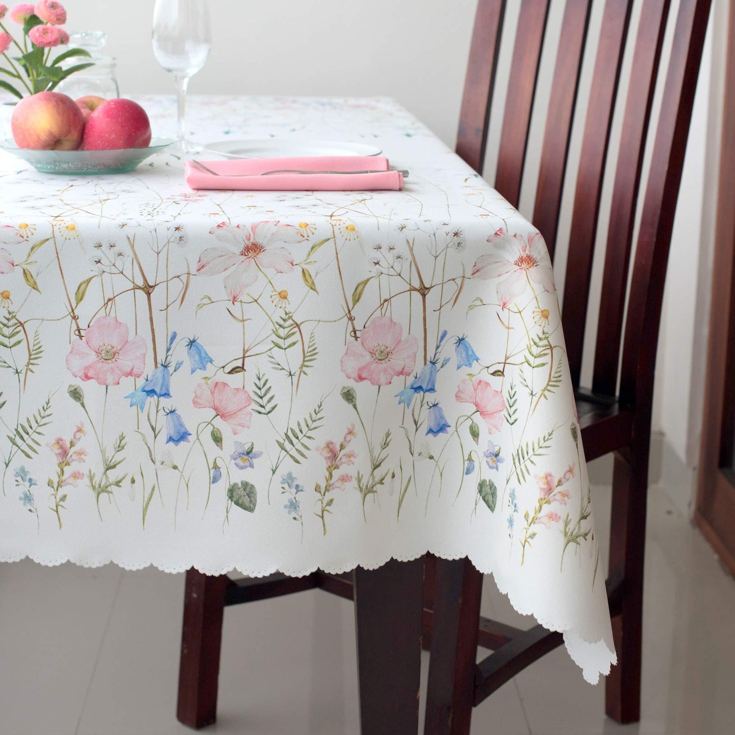 Turkish Floral Coloring Square Easter Tablecloth Non Iron Stain Resistant Table Cover Kitchen Dining Room Spring Dinner Wedding Easter (Made in Turkey) Square 60 x60 - Loomini