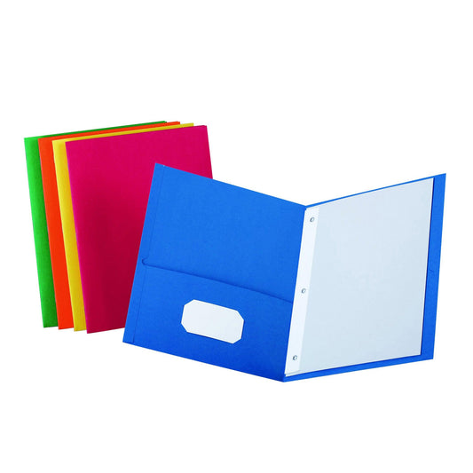 Twin Pocket Folders, Assorted Colors, Box of 25 - Loomini