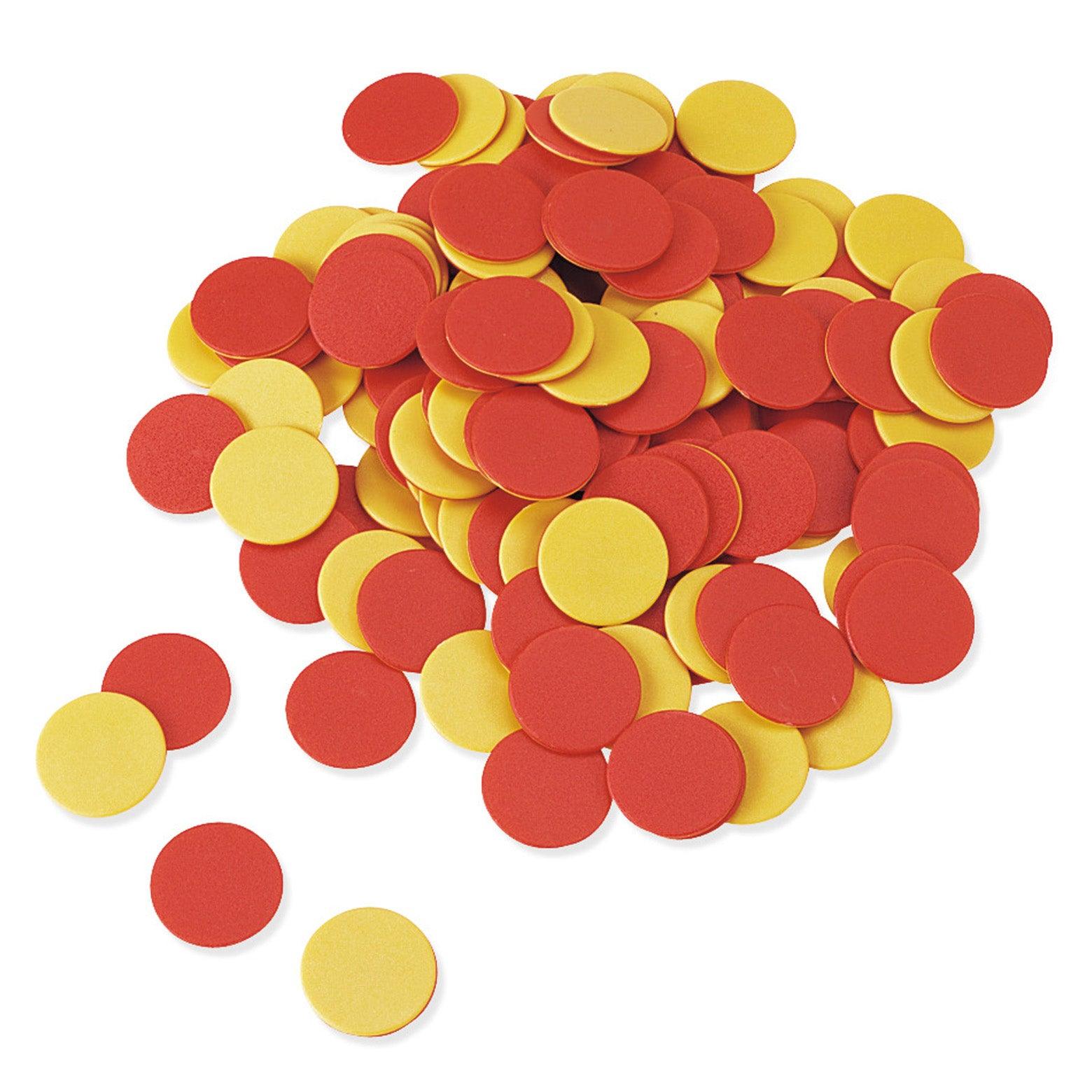 Two-Color Counters, Red and Yellow, 200 Per Pack, 2 Packs - Loomini