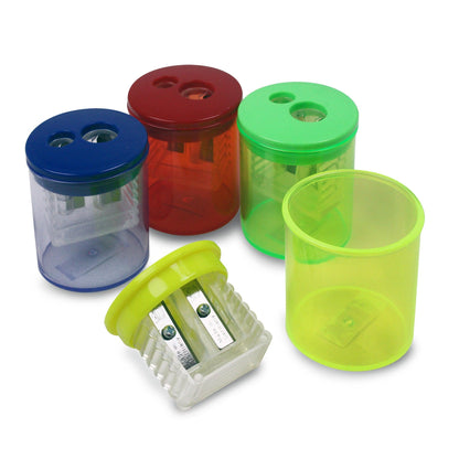 Two-Hole Pencil Sharpener, Assorted Colors, Pack of 12 - Loomini