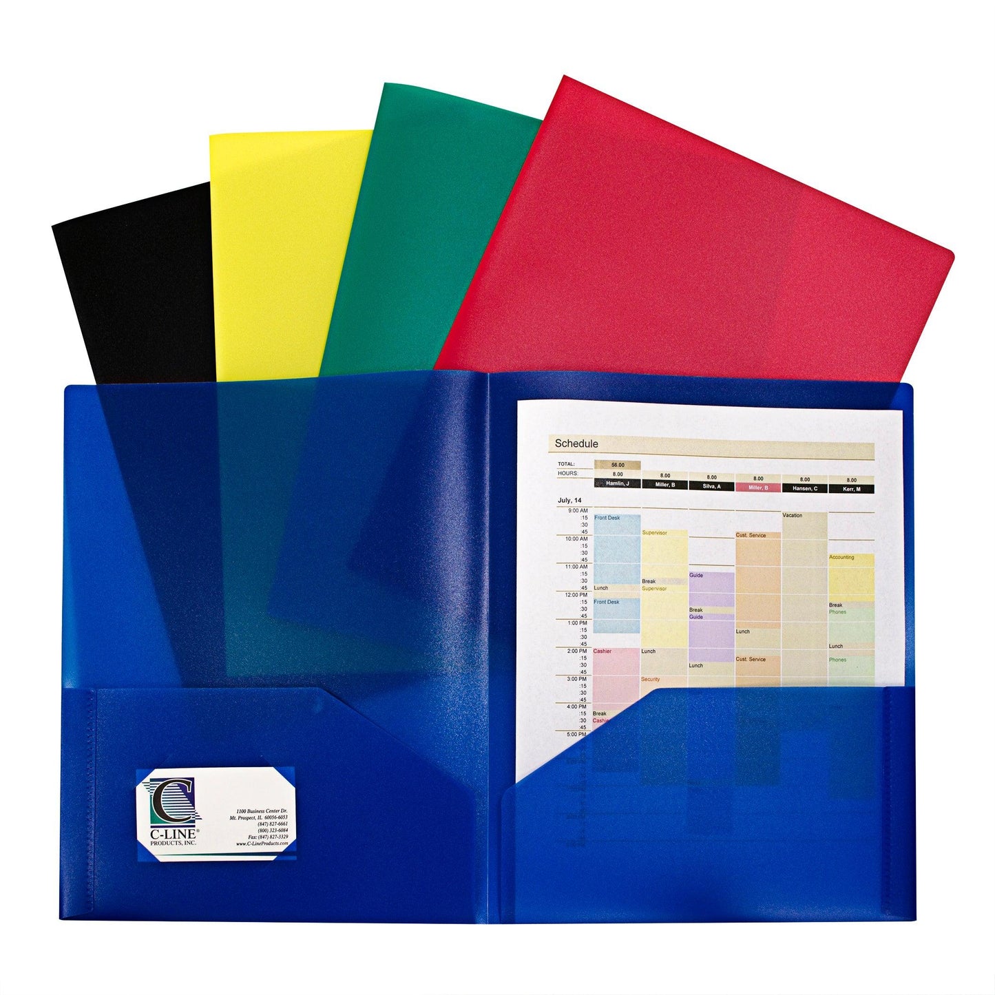 Two-Pocket Heavyweight Poly Portfolio Folder, Primary Colors, 10 Per Pack, 2 Packs - Loomini