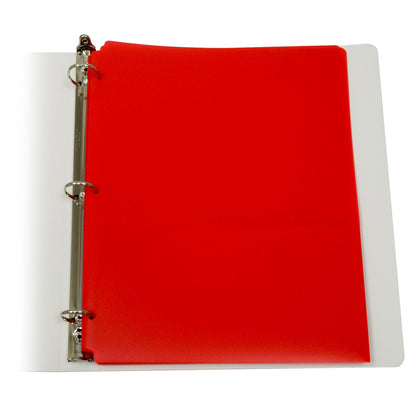 Two-Pocket Poly Portfolios with Three-Hole Punch, Red, Box of 25 - Loomini