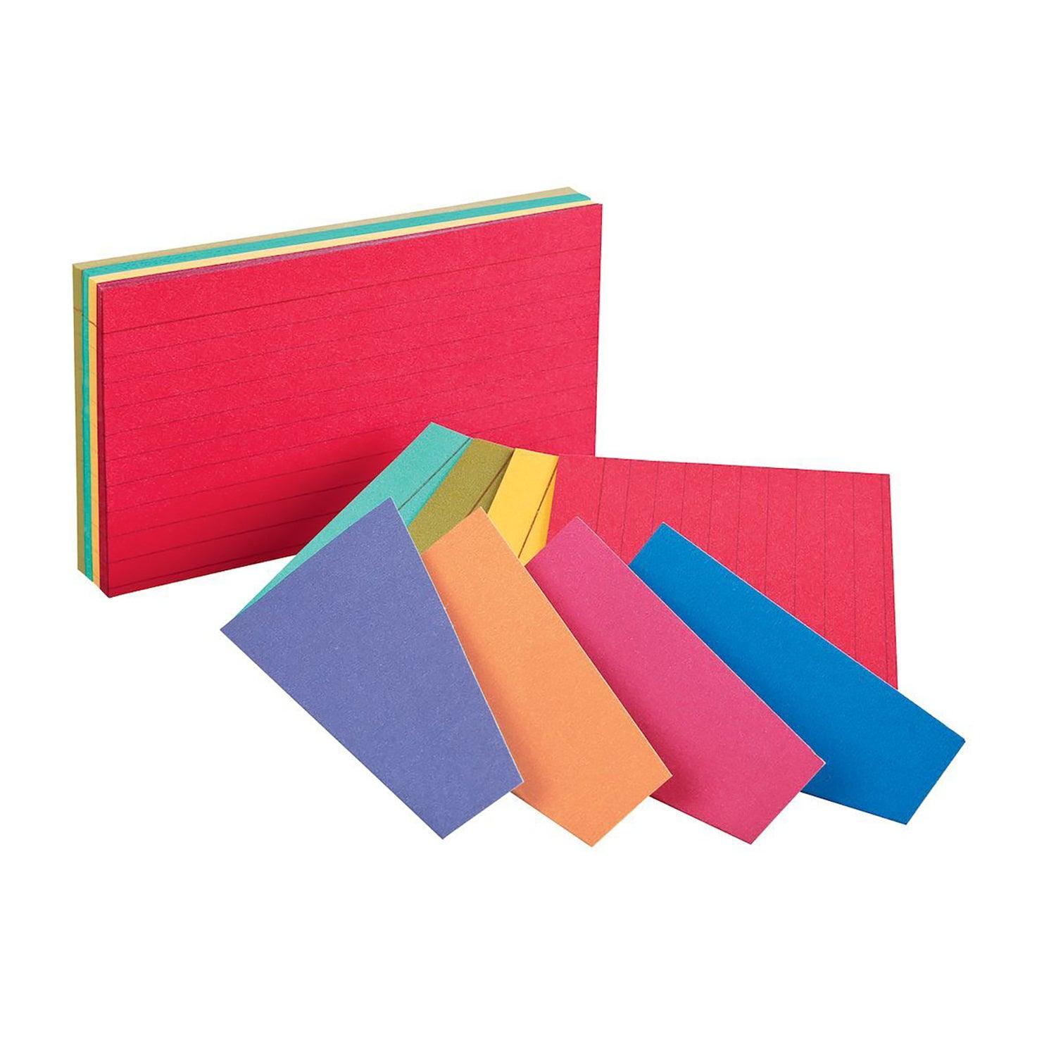 Two-Tone Index Cards, 3" x 5", Assorted Colors, 100 Per Pack, 12 Packs - Loomini